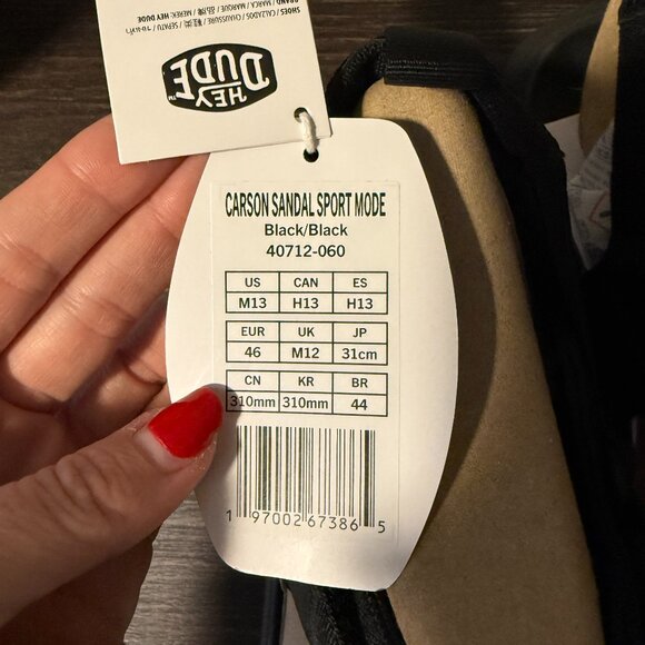 NEW Hey Dude Mens Carson Sandal Sport Mode Black/Black Size 13 ~ 40712-060 - Picture 3 of 4